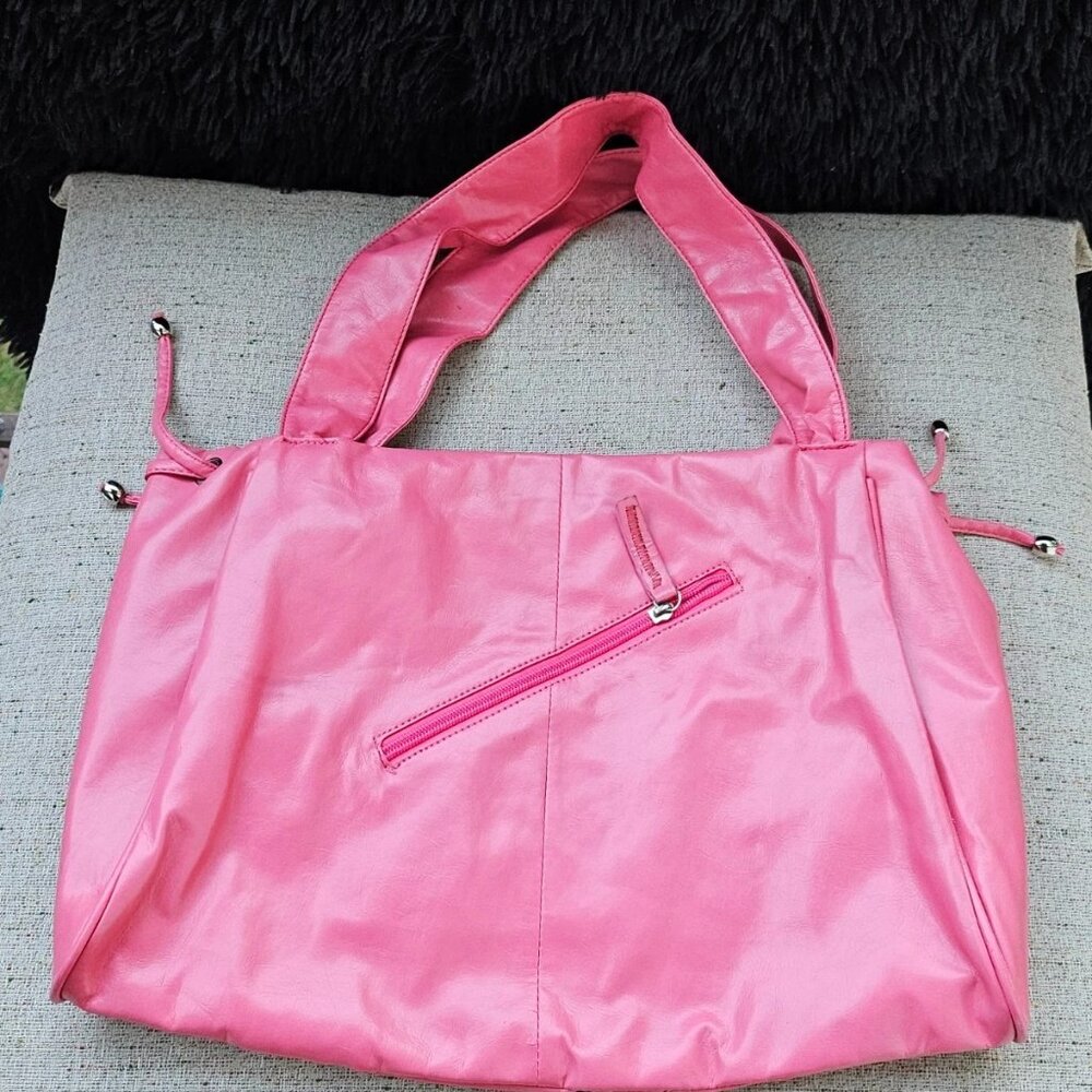 Women Fashion Shoulder Bag Purse Pink Faux Vegan Leather Bag Handbag - Picture 9 of 13